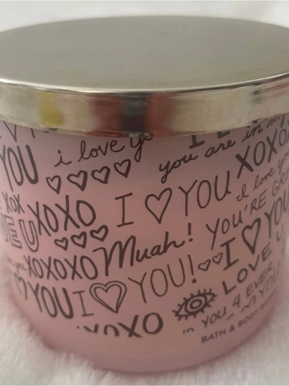Bath & Body Works Pink "I ♥ YOU" Decorative Candle Jar